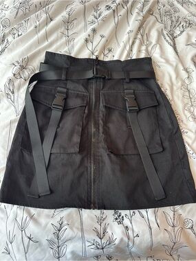 SHEIN Black Cargo Mini Skirt with Buckle Straps